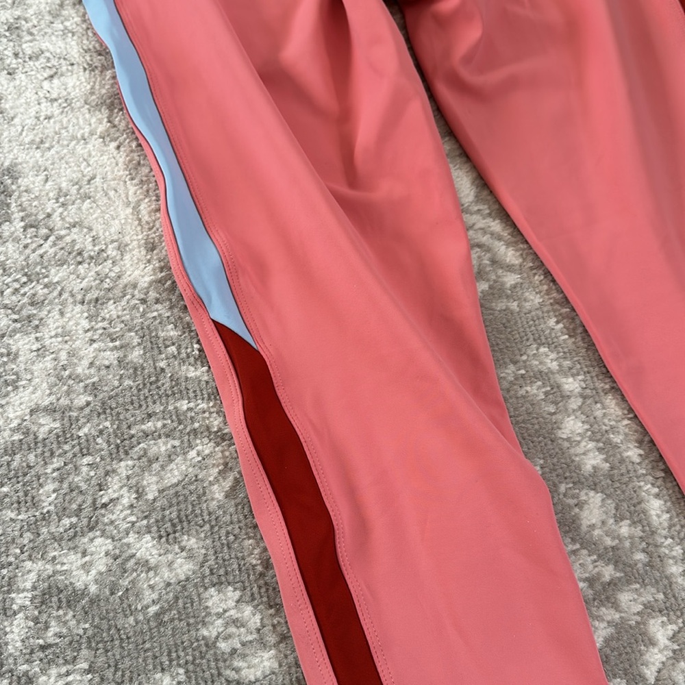 Splits 59 Pink Workout Leggings, Light Blue Stripe Size L - Picture 6 of 6